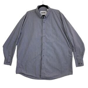 Resistol Ranch Blue White Plaid Button Front Long Sleeve Western Shirt XXL